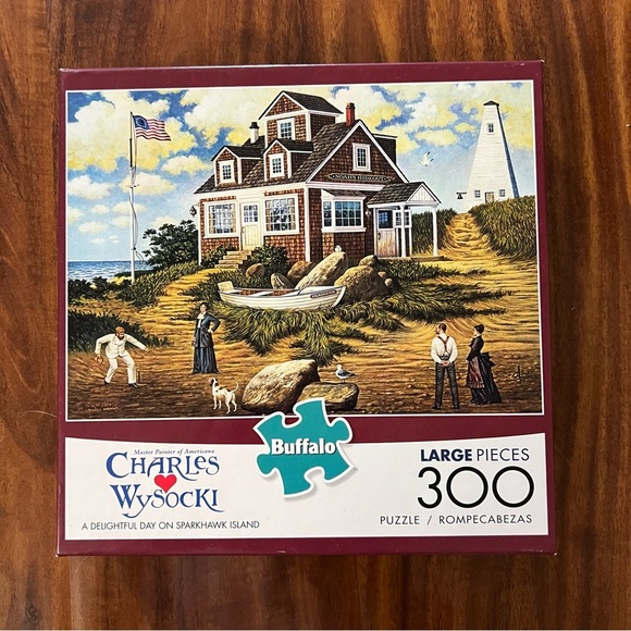 Charles Wysocki A Delightful Day On Sparkhawk Island 300 Piece Puzzle - Picture 1 of 3
